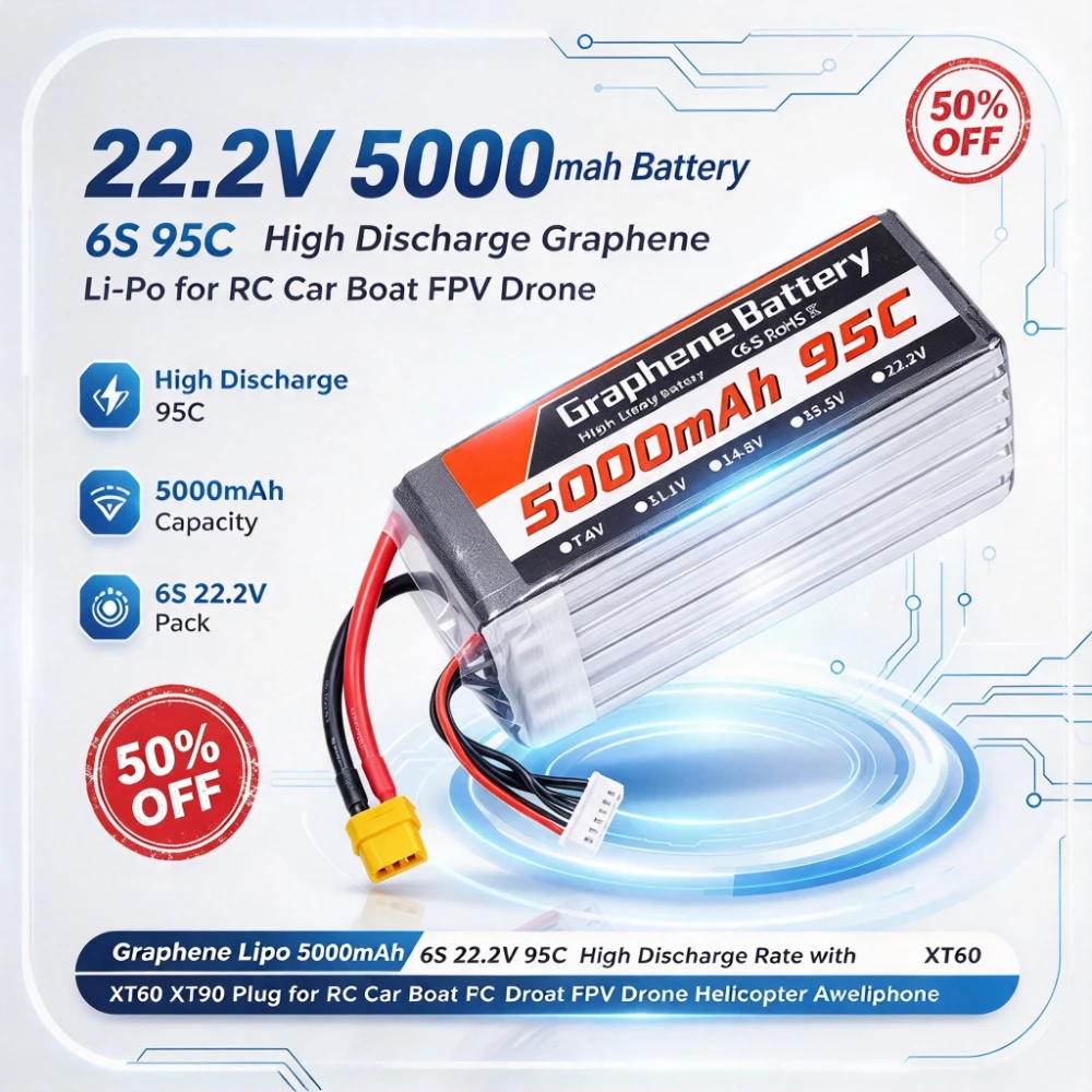 5000mAh 6S 22.2V 95C グラフェンリチウム - 6S Lipo Battery 22.2V 5000Mah のレビューと価格