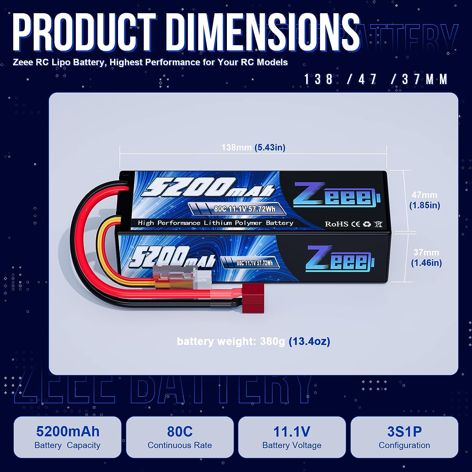 1/2 個 Zeee 3S 5200mAh Lipo バッテ - 6S Lipo Battery 22.2V 5000Mah のレビューと価格