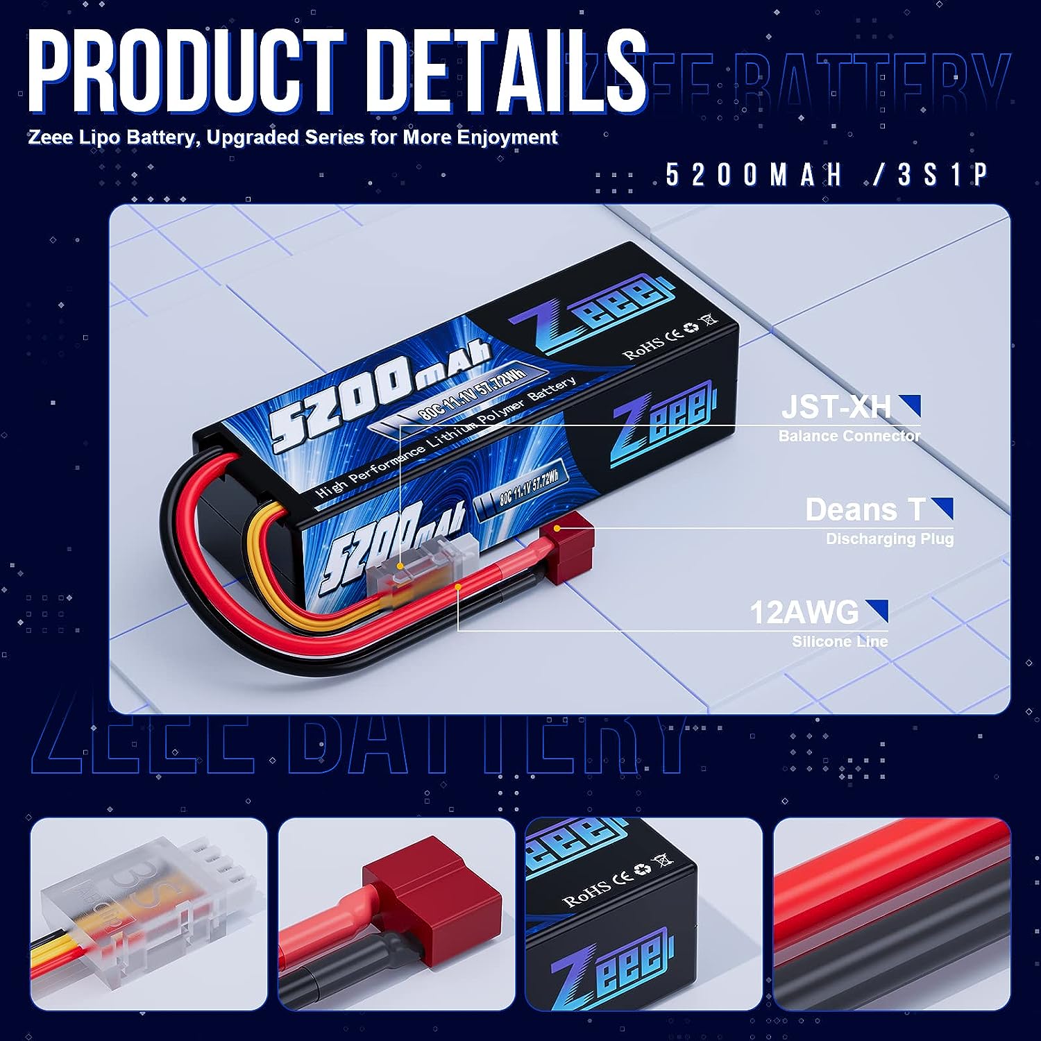 1/2 個 Zeee 3S 5200mAh Lipo バッテ - 6S Lipo Battery 22.2V 5000Mah のレビューと価格